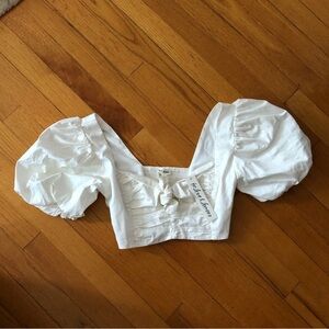 NWT For Love and Lemons white crop top Blouse Xs